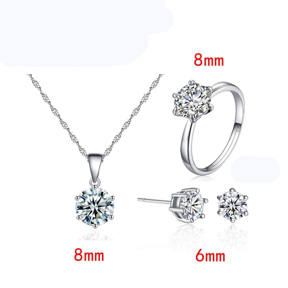 Earrings, necklaces, rings, 3-piece set