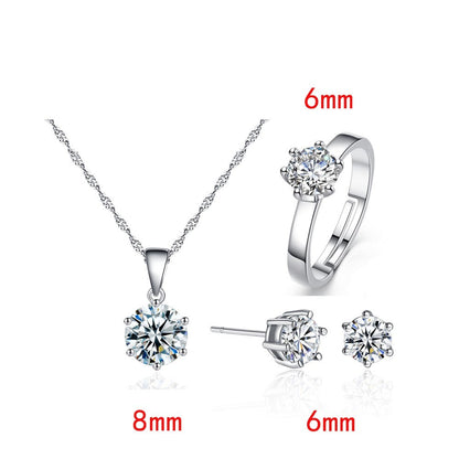 Earrings, necklaces, rings, 3-piece set