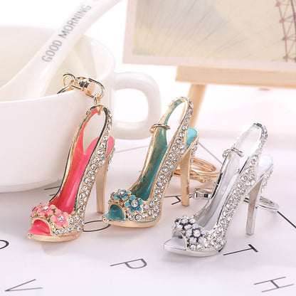 Diamond-studded High Heels Keychain