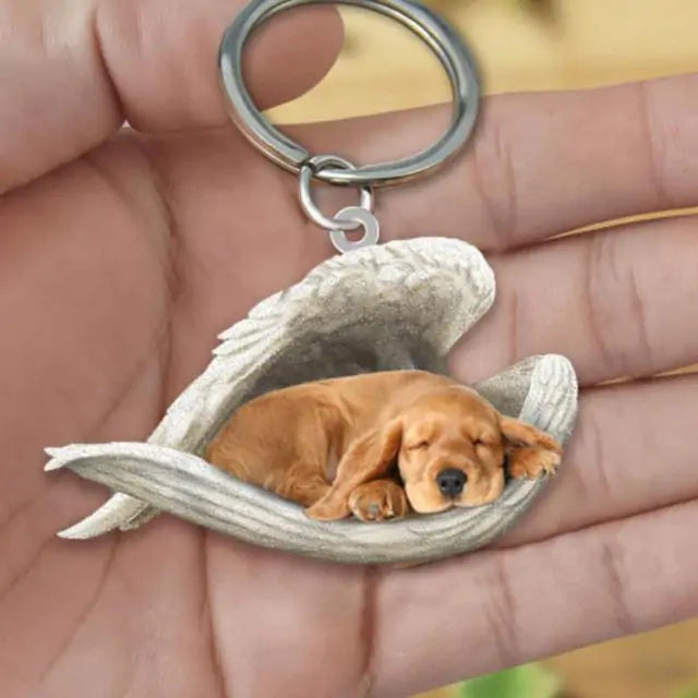 Dog Sleeping Angel Keychains