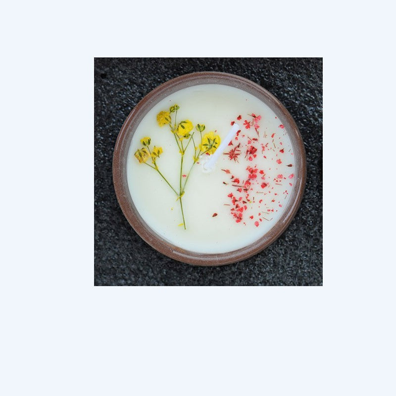 Ceramic Cup With Dried Flowers Candles