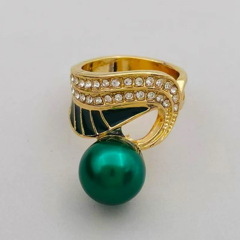 Rhinestone Gold Color Ring for Women