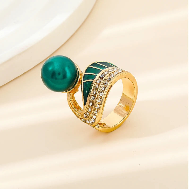 Rhinestone Gold Color Ring for Women