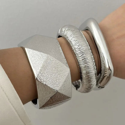 Geometric Metal Bangles For Women