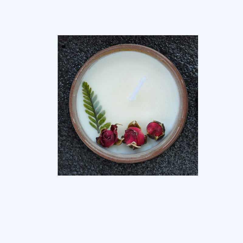 Ceramic Cup With Dried Flowers Candles