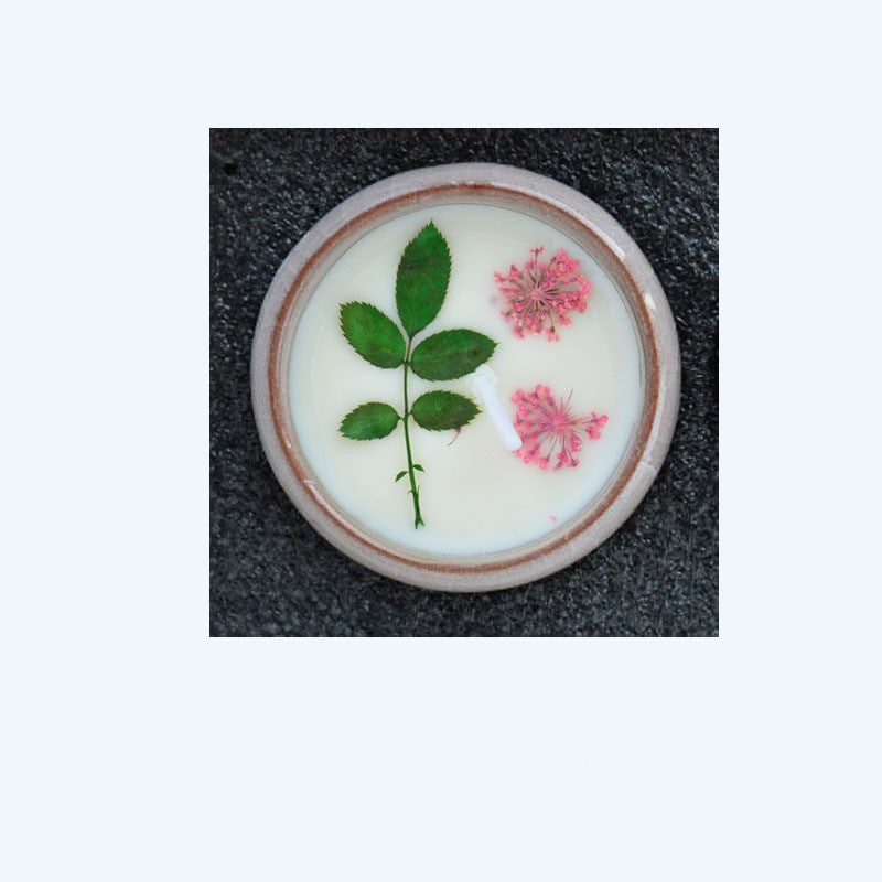 Ceramic Cup With Dried Flowers Candles