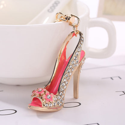 Diamond-studded High Heels Keychain