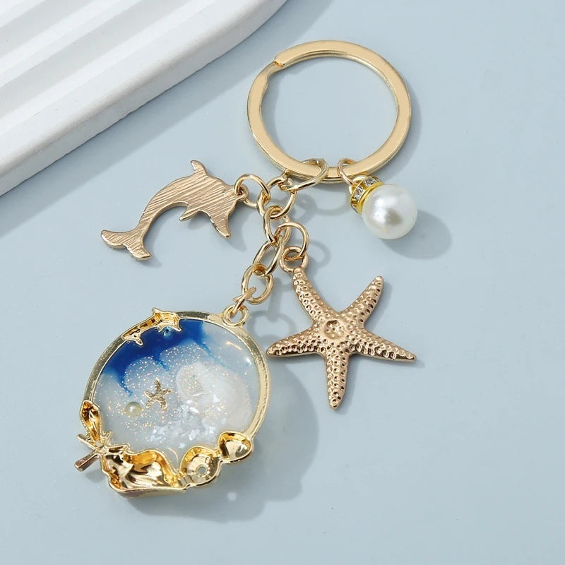 Shell Conch Pendant Gold Keychain