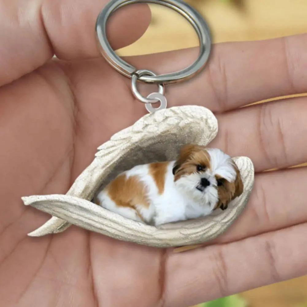 Dog Sleeping Angel Keychains