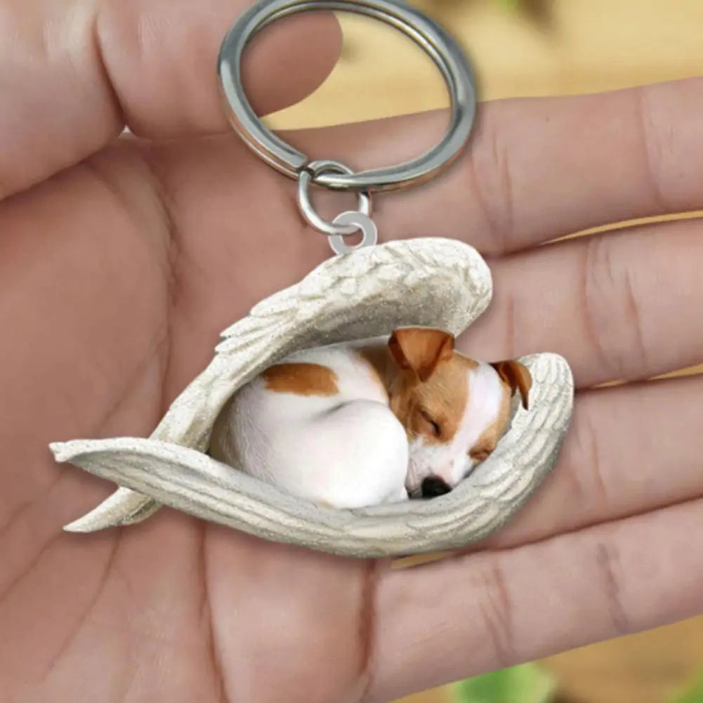 Dog Sleeping Angel Keychains